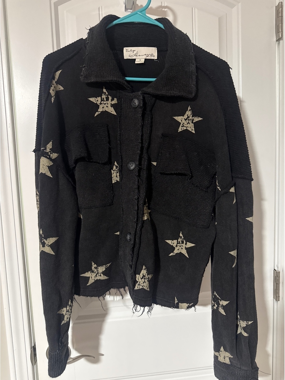 Vintage Havana Black Star Print Button-Up Jacket Size M